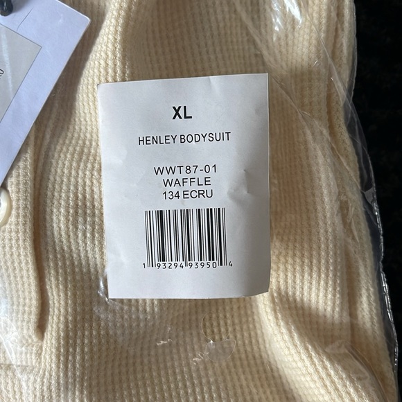WeWoreWhat - Henley Bodysuit - Ecru XL - Picture 5 of 9
